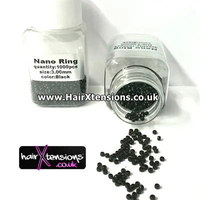 Black - 3mm Nano Rings Approx 1000pcs (Non-Silicone)