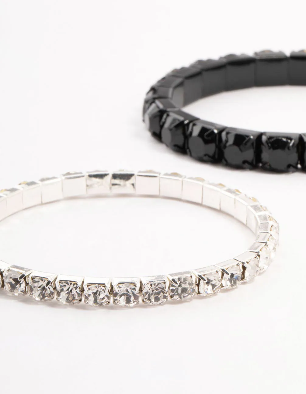 Black & Silver Plaited Bracelet 3- Pack