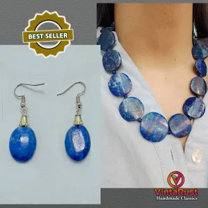 Black Friday Handmade Lapis Lazuli Necklace and Earrings