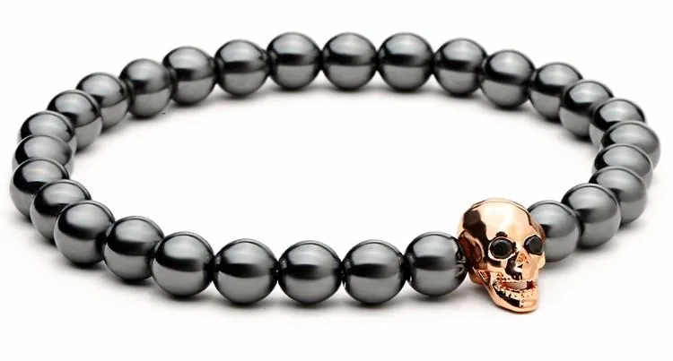 Black Hematite Stone Skull Bracelet