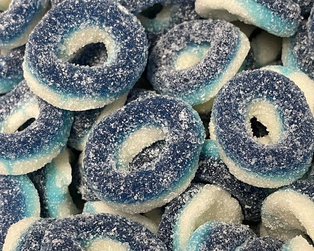 Blue Raspberry Gummi Rings 6.5 oz. Bags