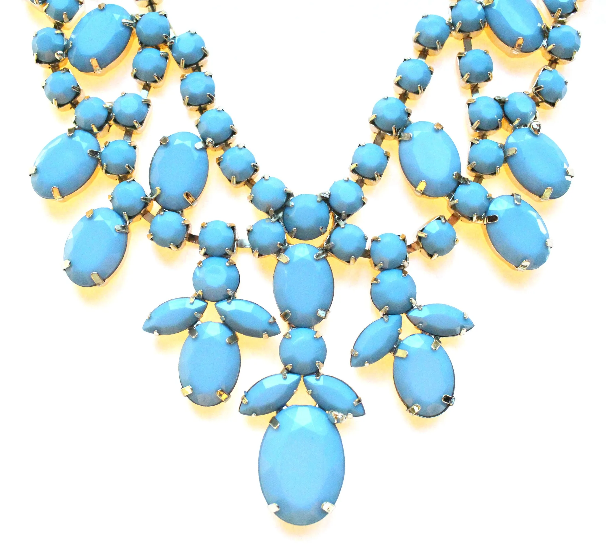 Bold Rhinestone Statement Necklace- Mint