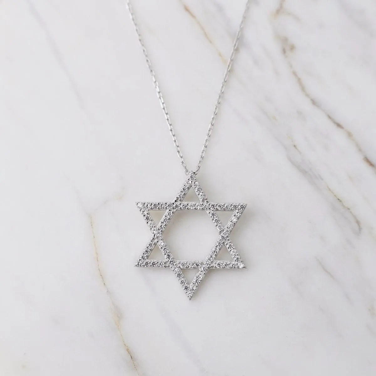 Bold Star of David CZ Necklace