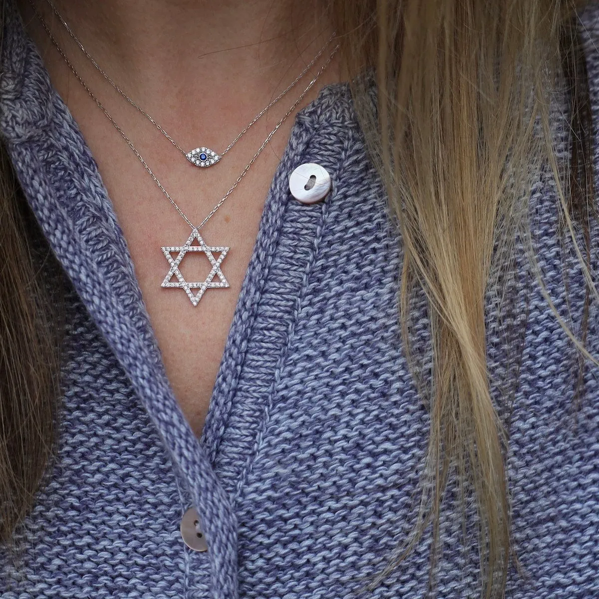 Bold Star of David CZ Necklace