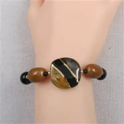 Bright Honey & Black Kazuri Bracelet