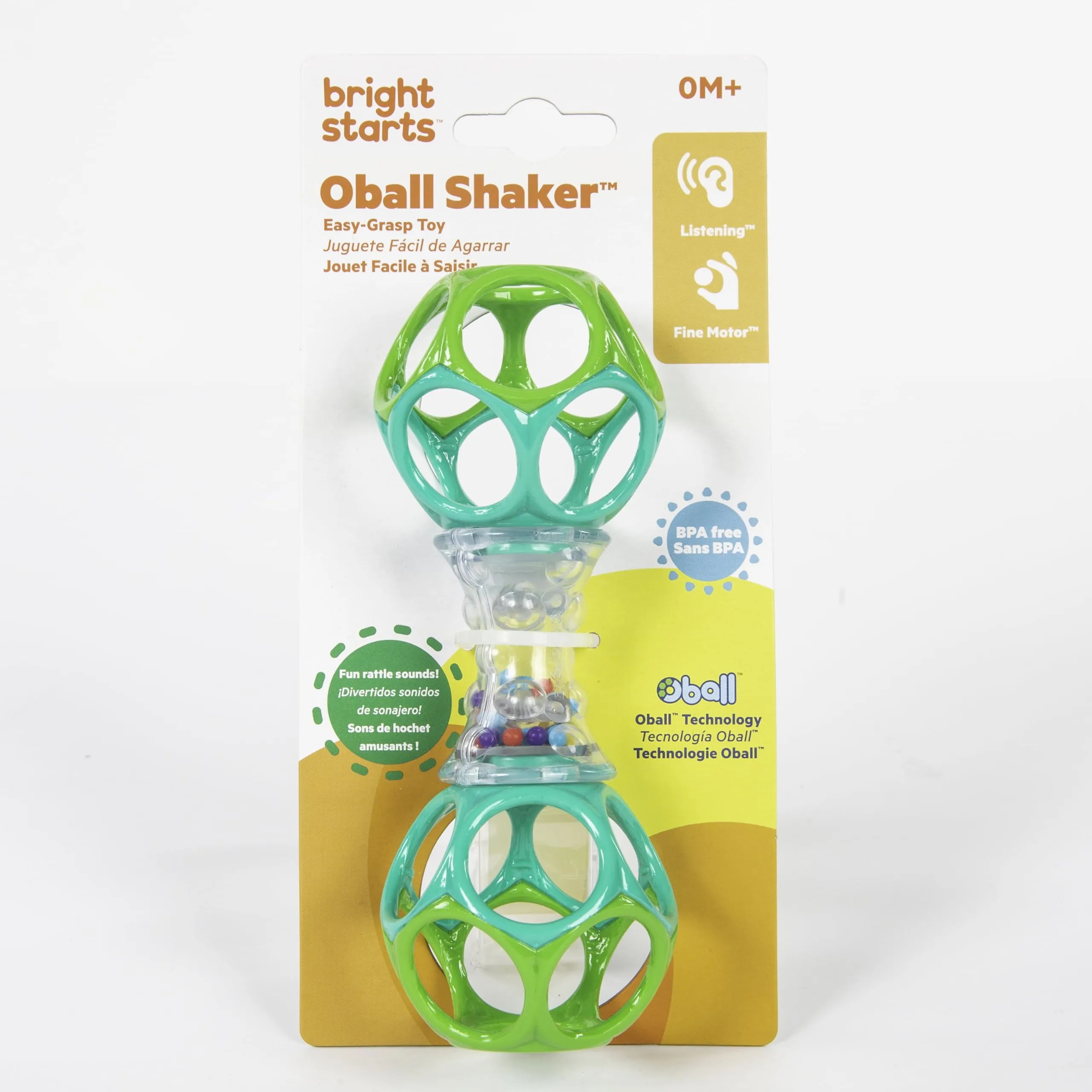 Bright Starts Oball Shaker Rattle Toy, Ages Newborn Plus