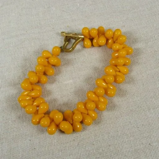 Bright Yellow Gemstone Teardrop Beaded Bracelet