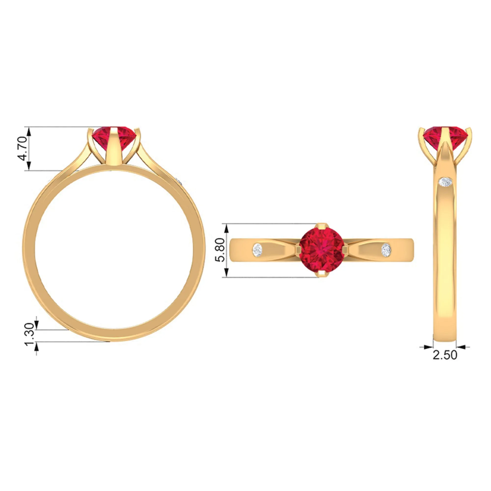 Certified Ruby and Diamond Minimal Solitaire Ring