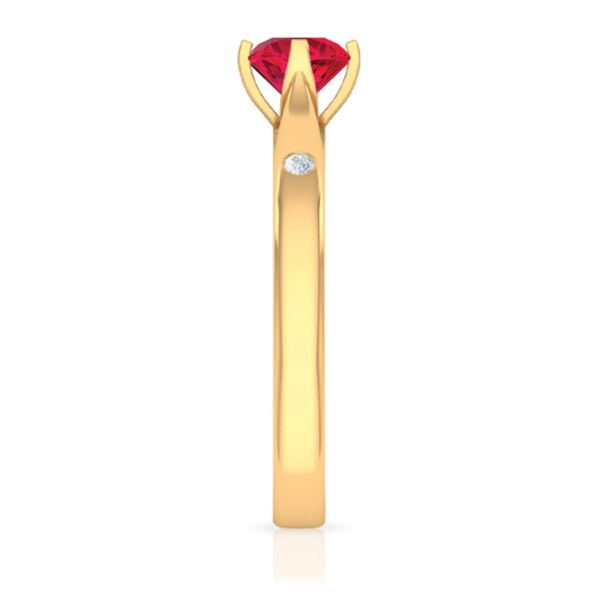 Certified Ruby and Diamond Minimal Solitaire Ring