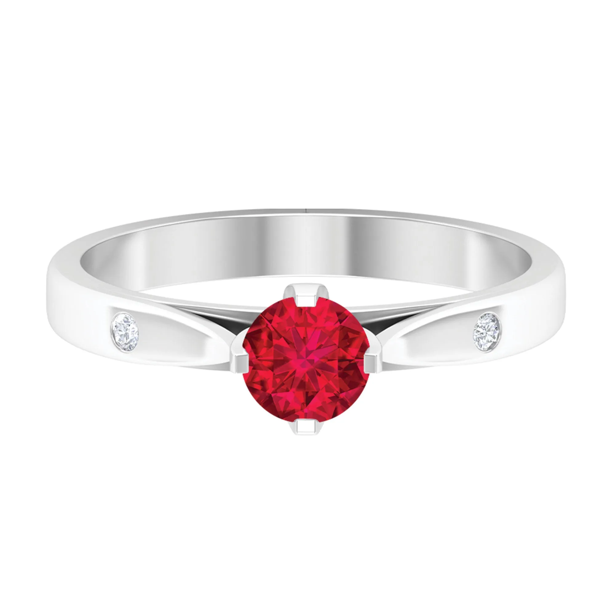 Certified Ruby and Diamond Minimal Solitaire Ring