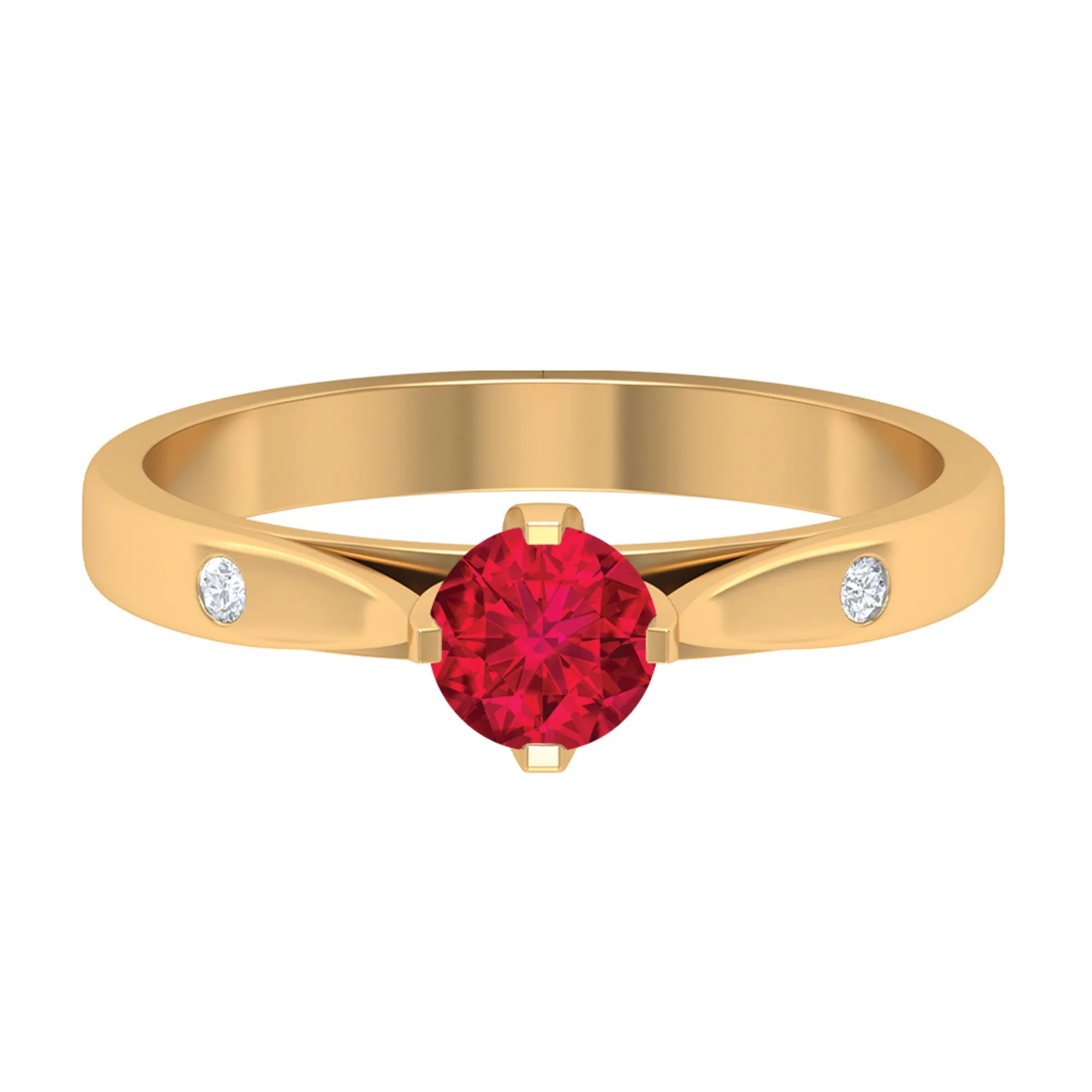 Certified Ruby and Diamond Minimal Solitaire Ring