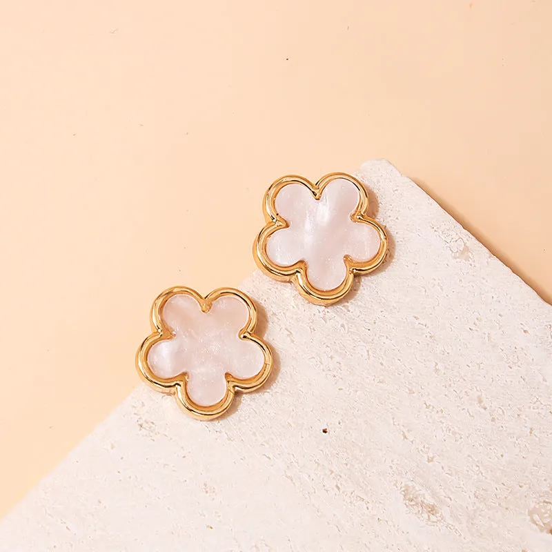 Chic Five Leaf Grass Korean Earrings - Vienna Verve Collection