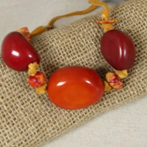 Chunky Eco-friendly Tagua Nut Necklace Big bold Orange Neck Wear