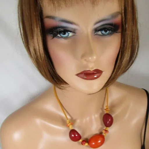 Chunky Eco-friendly Tagua Nut Necklace Big bold Orange Neck Wear