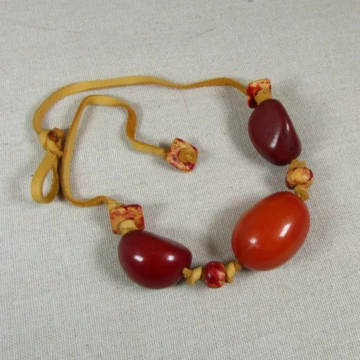 Chunky Eco-friendly Tagua Nut Necklace Big bold Orange Neck Wear