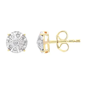 Circle Stud Earrings with 0.15ct of Diamonds in 9ct Yellow Gold