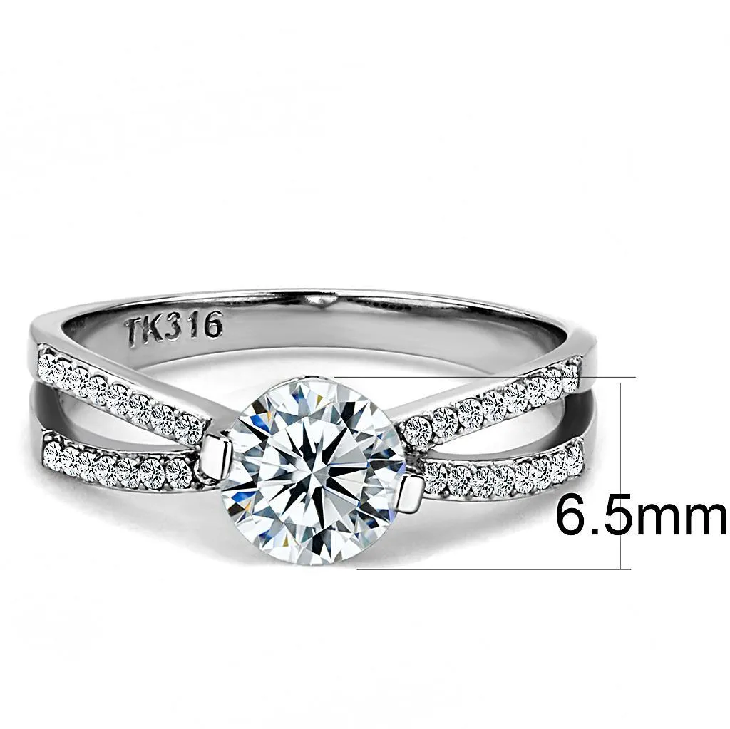 CJ002 Wholesale Women's Stainless Steel Clear AAA Grade CZ Ring