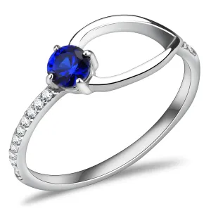 CJ121 Wholesale Women's Stainless Steel AAA Grade Cubic Zirconia London Blue Minimal Ring