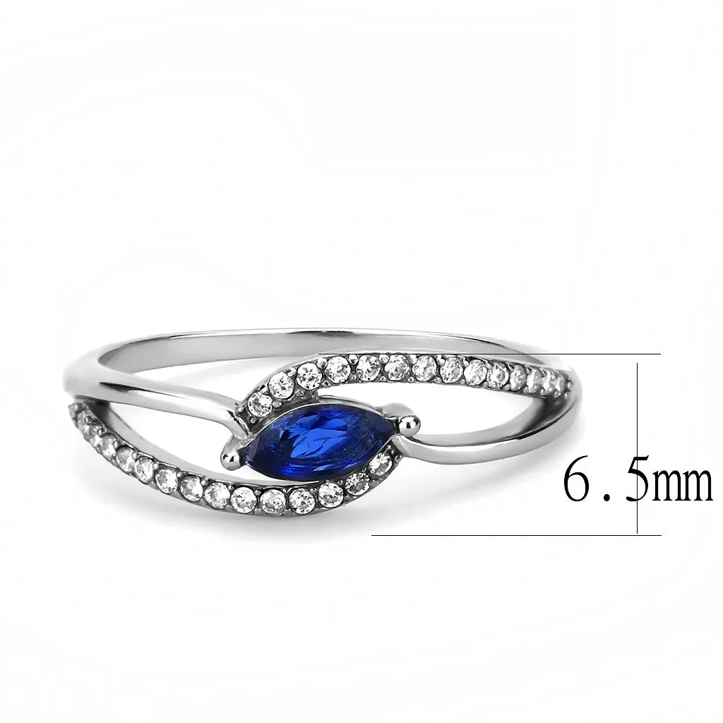 CJ122 Wholesale Women's Stainless Steel AAA Grade Cubic Zirconia London Blue Marquise Minimal Ring