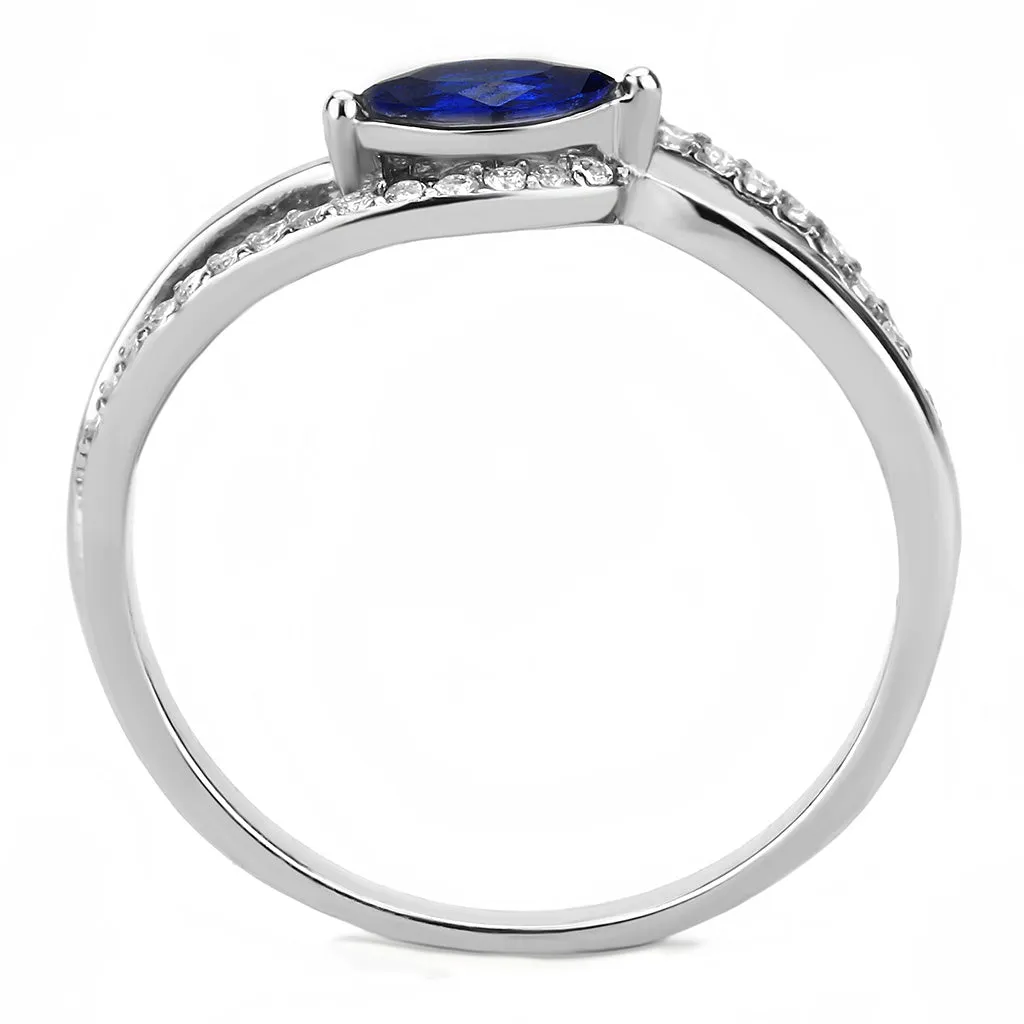 CJ122 Wholesale Women's Stainless Steel AAA Grade Cubic Zirconia London Blue Marquise Minimal Ring