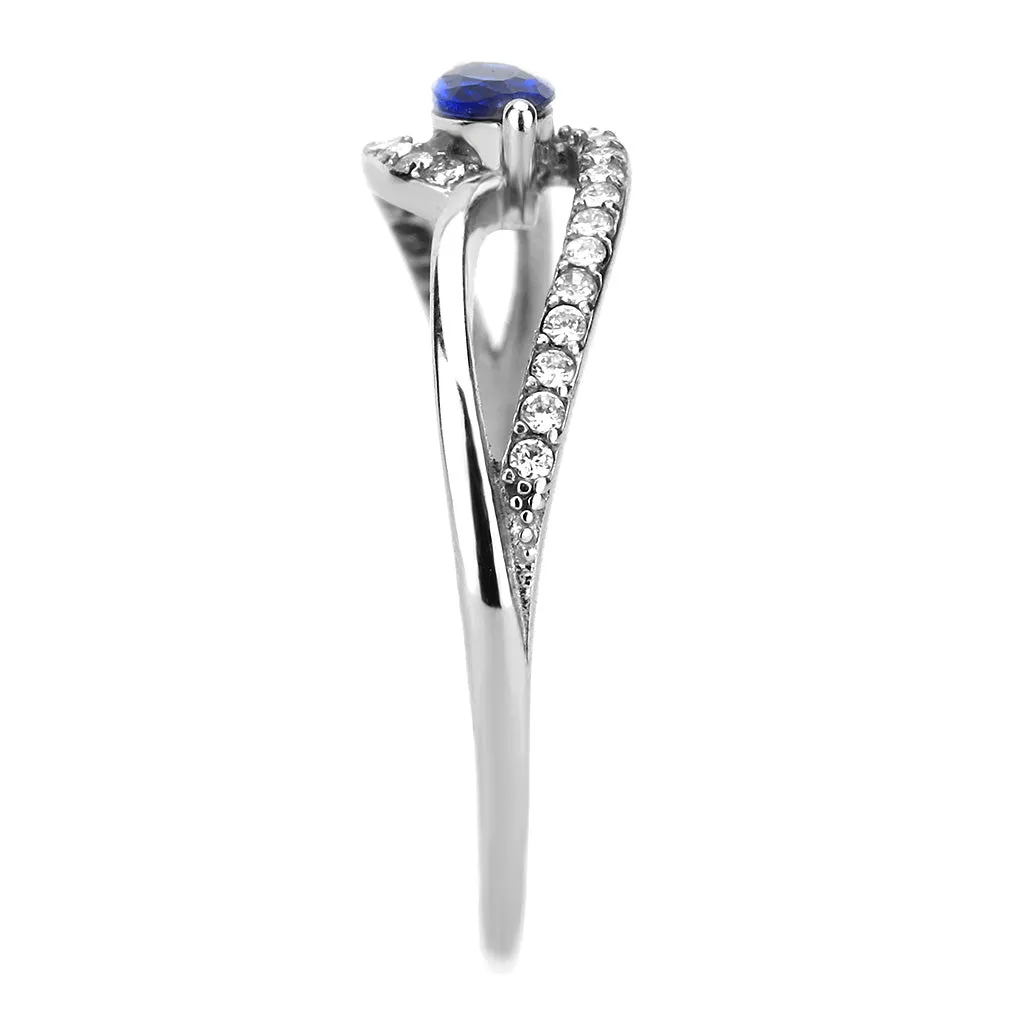 CJ122 Wholesale Women's Stainless Steel AAA Grade Cubic Zirconia London Blue Marquise Minimal Ring