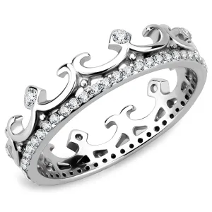 CJ267 Wholesale Women's Stainless Steel AAA Grade Cubic Zirconia Clear Minimal Crown Ring