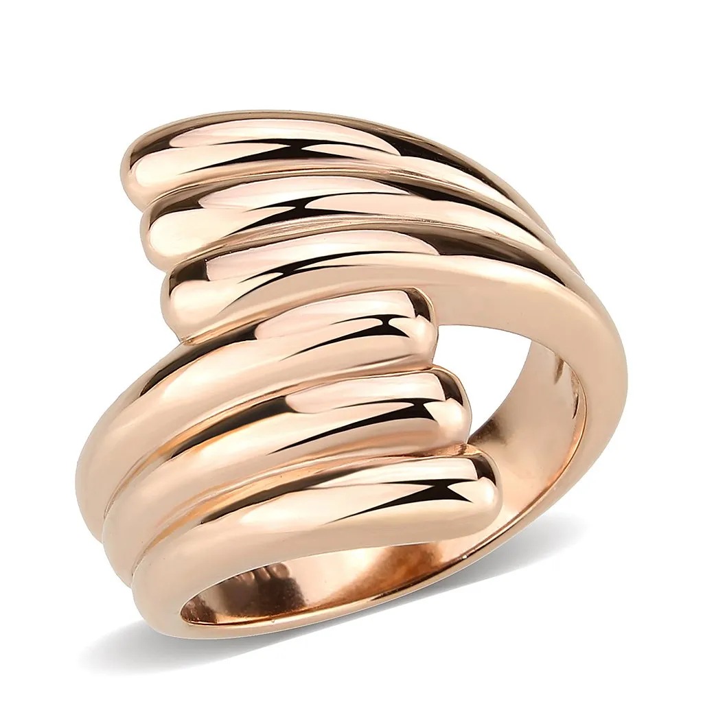 CJ3800 Wholesale Women's Stainless Steel IP Rose Gold Wrap Ring