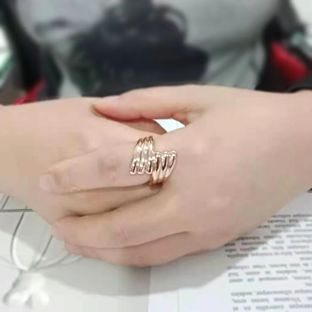 CJ3800 Wholesale Women's Stainless Steel IP Rose Gold Wrap Ring