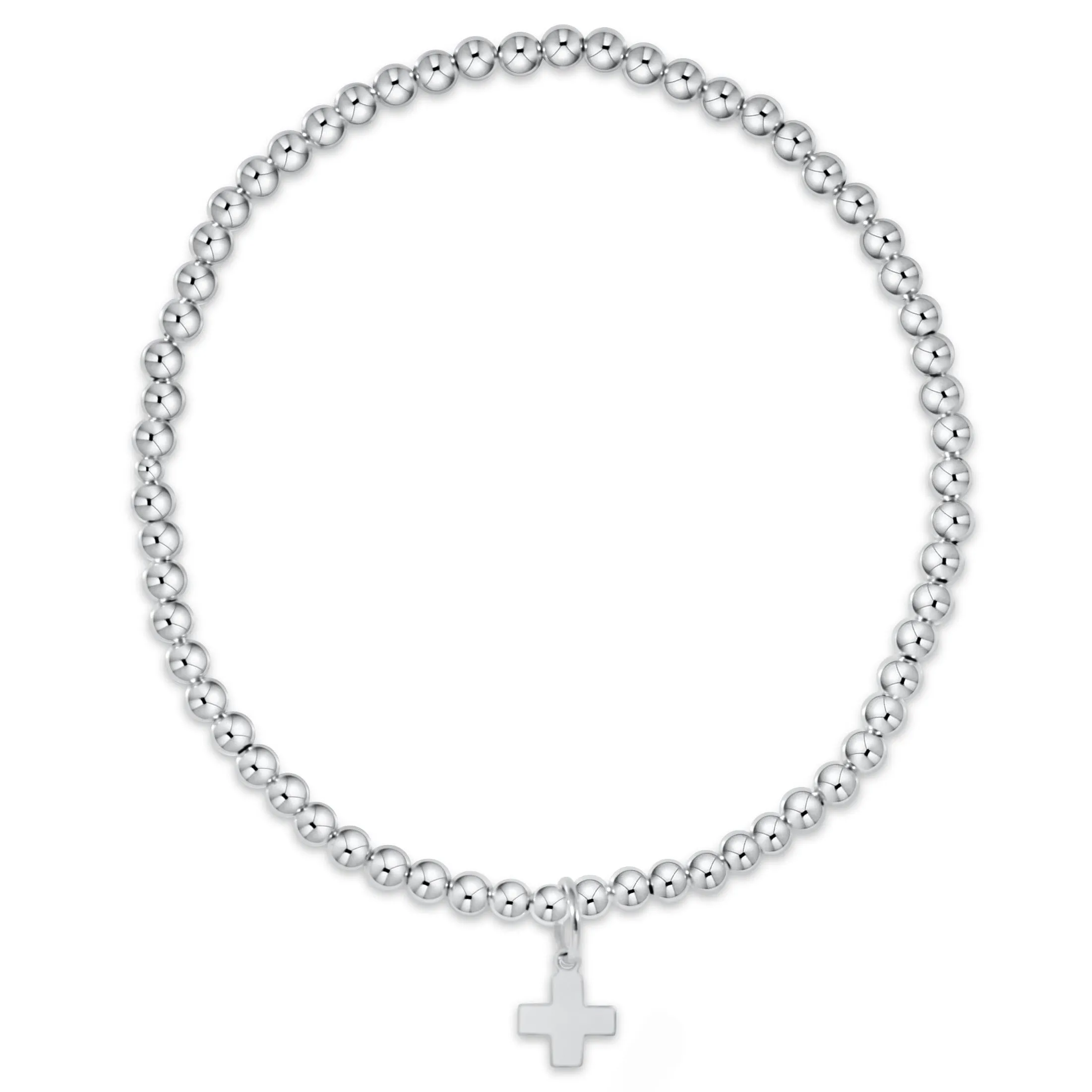 Classic Sterling 3mm Bead Bracelet - Signature Cross Sterling Charm