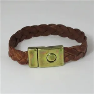 Cognac Leather Bracelet  Unisex Braided Leather Bracelet