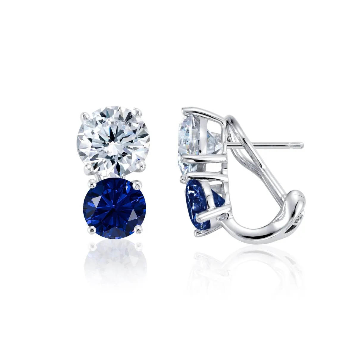 Crislu Blue and White Cubic Zirconia Earrings in Sterling Silver