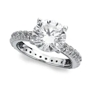 Crislu Sterling Silver and Cubic Zirconia Solitaire Ring