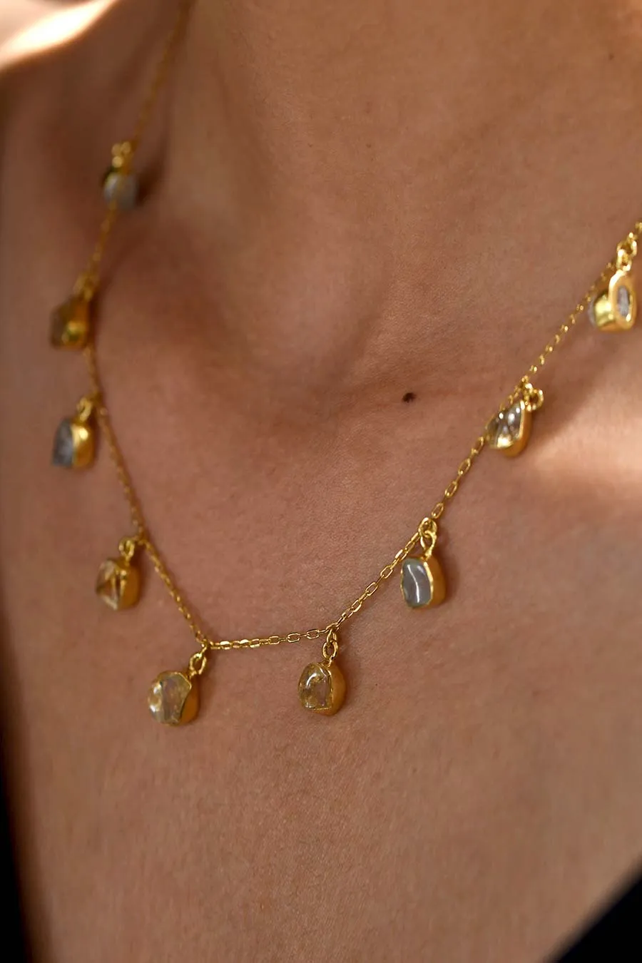 Crystal Coated Delicate Chain Necklace