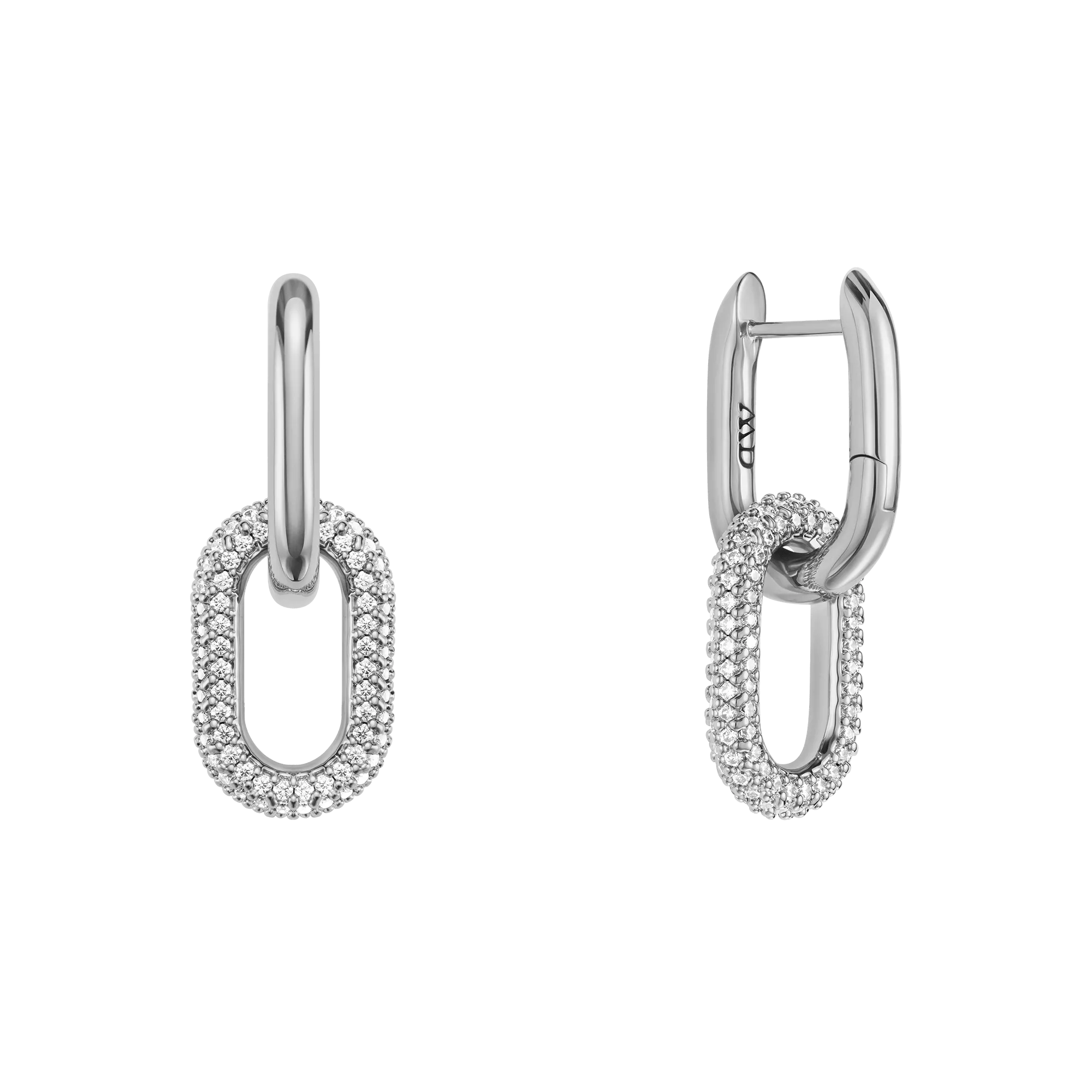 Crystal Link Earrings Silver