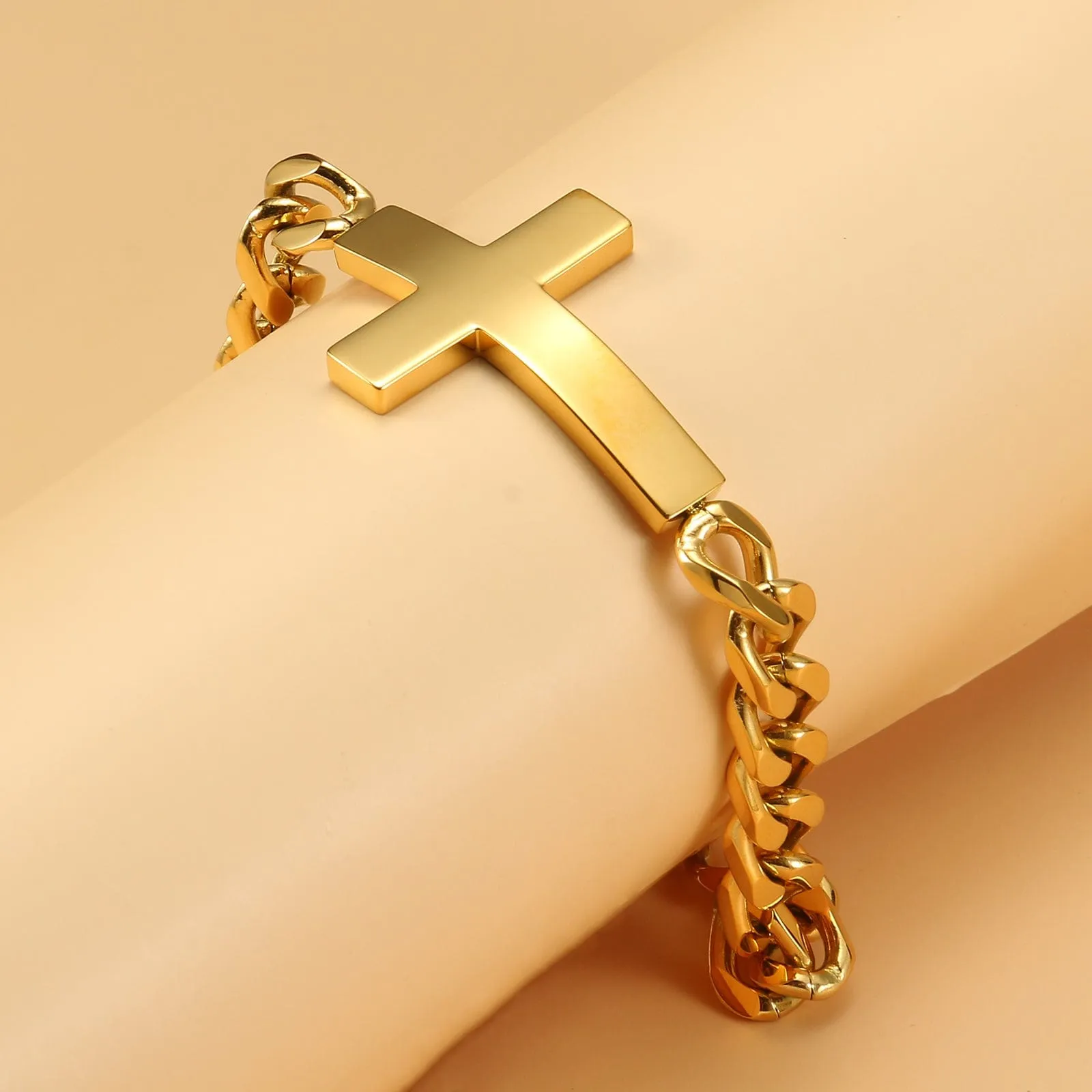 Cuban Chain Christian Cross Bracelet