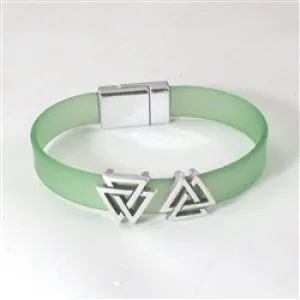 Designer Bracelet for a Woman in Green PVC Ribbon