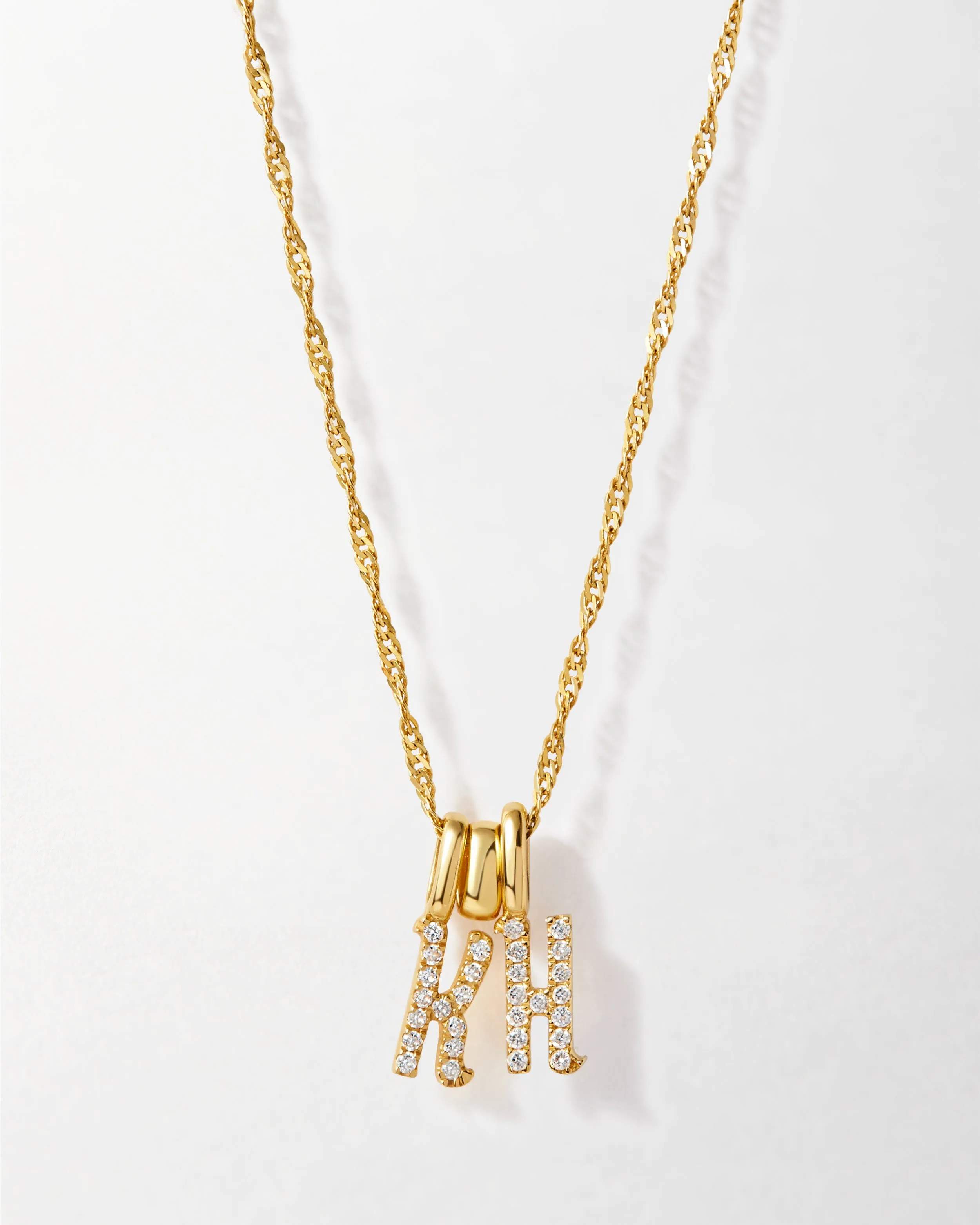 Double Initial Diamond Necklace