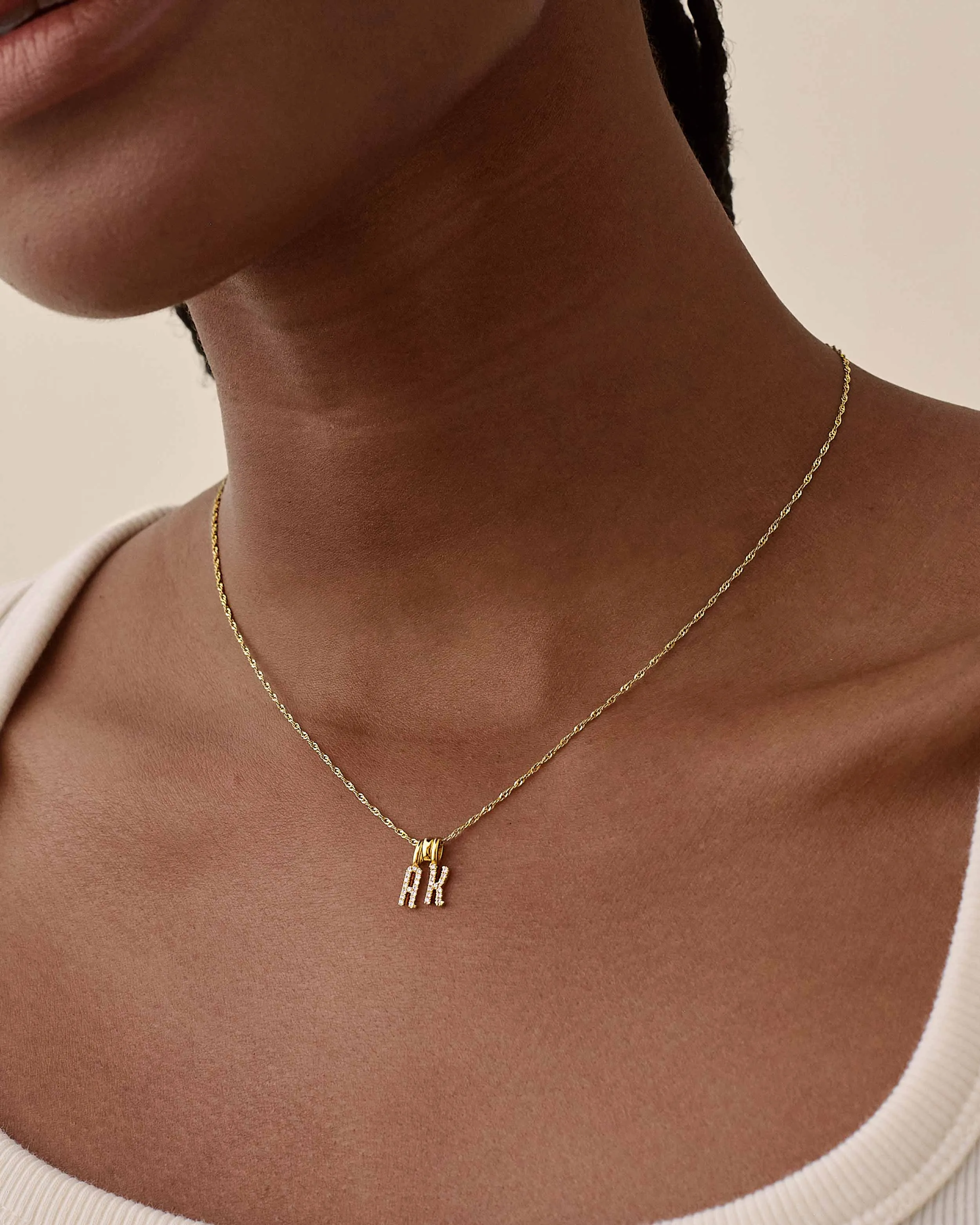 Double Initial Diamond Necklace