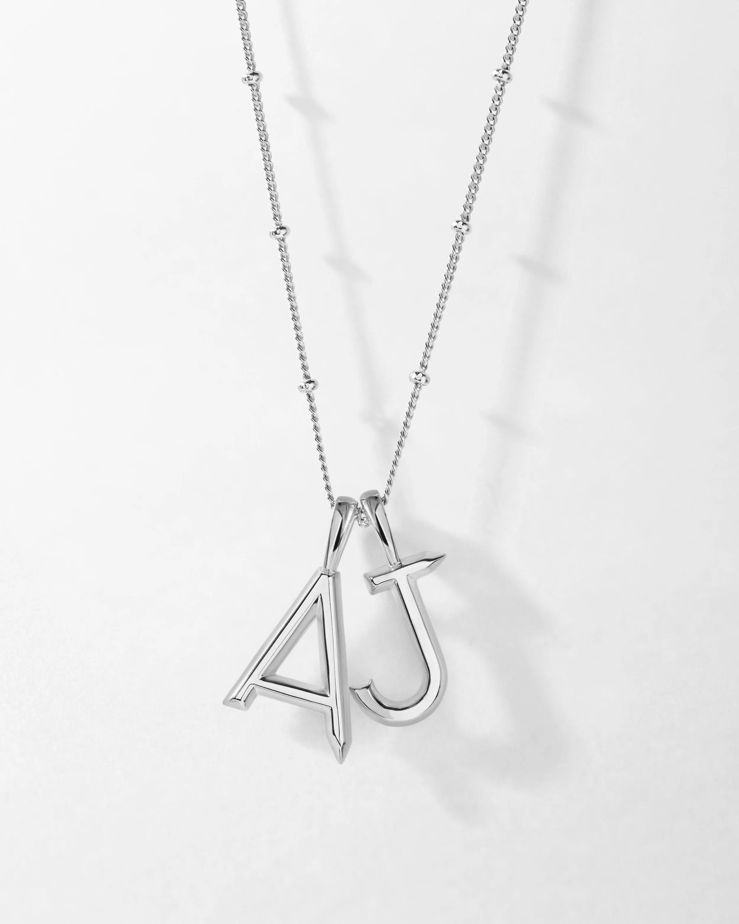 Double Initial Necklace - Silver