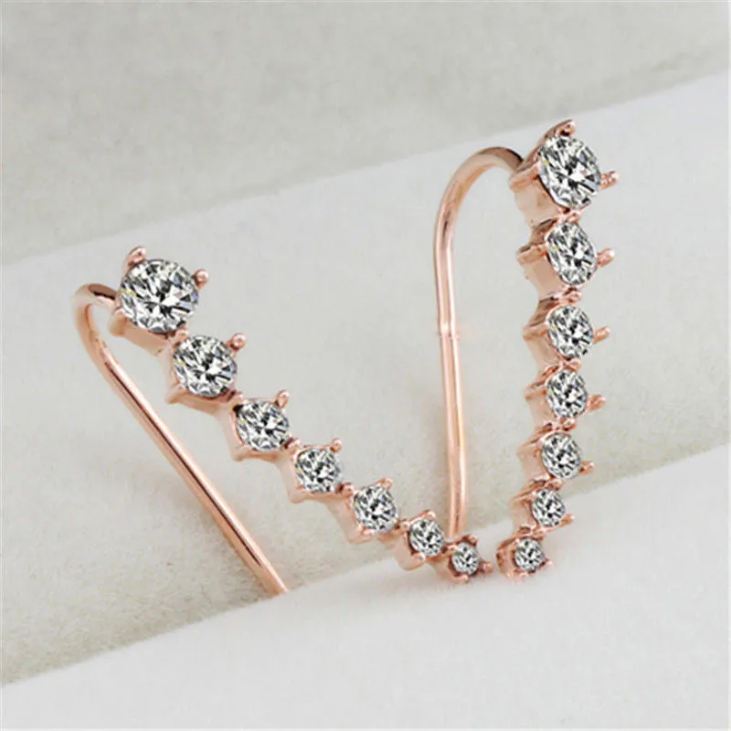 Fashion Elegant Chic Silvery Golden Rhinestone Crystal Piercing Ear