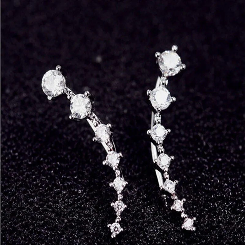 Fashion Elegant Chic Silvery Golden Rhinestone Crystal Piercing Ear