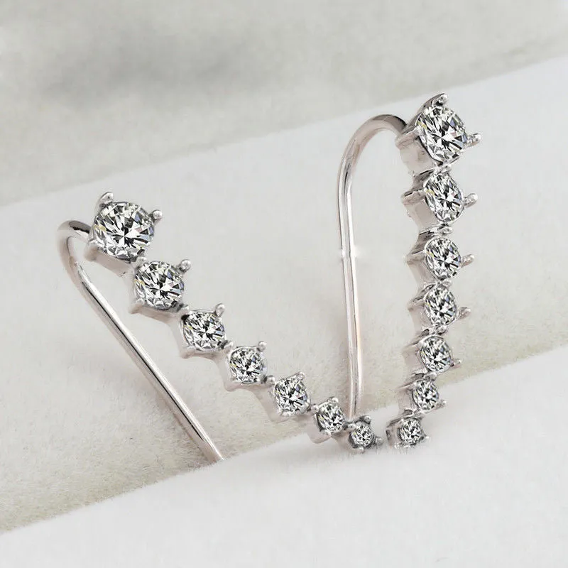 Fashion Elegant Chic Silvery Golden Rhinestone Crystal Piercing Ear