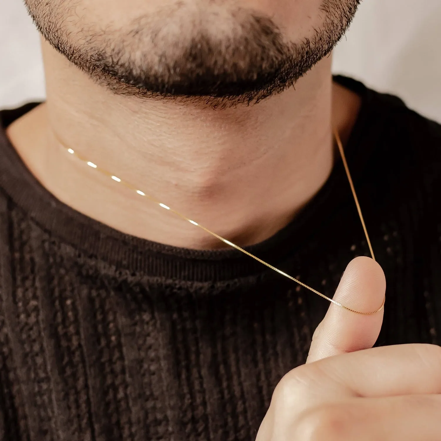 Fine Box Chain Necklace Sterling Silver Gold