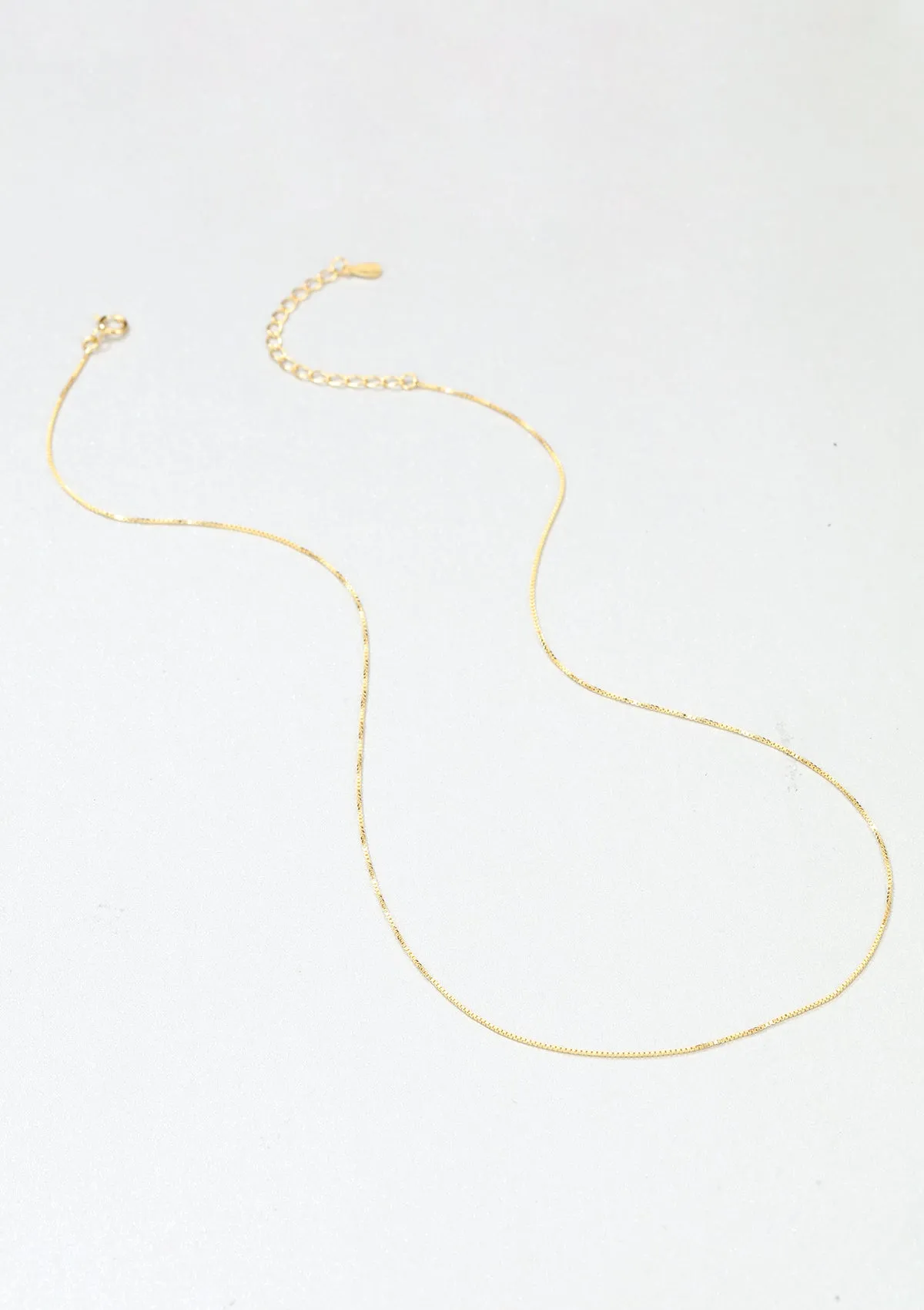 Fine Box Chain Necklace Sterling Silver Gold