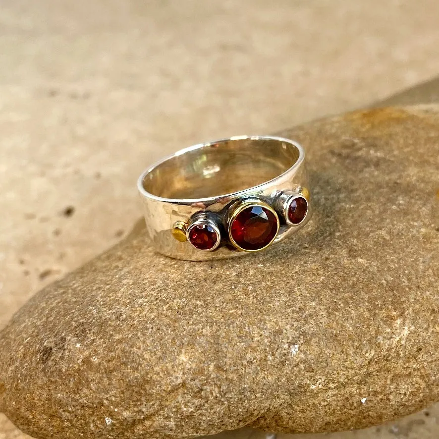 Garnet Gemstone Ring - Vermeil