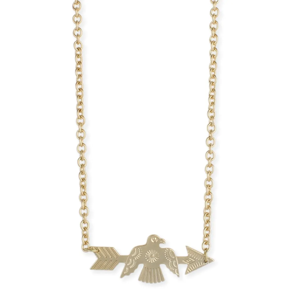 Gold Bird and Arrow Necklace