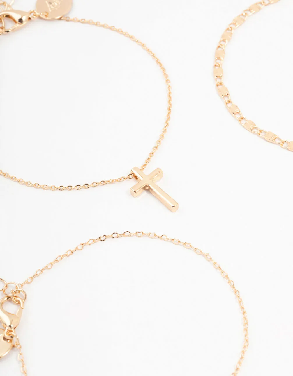 Gold Dainty Cross Bracelets 4-Pack