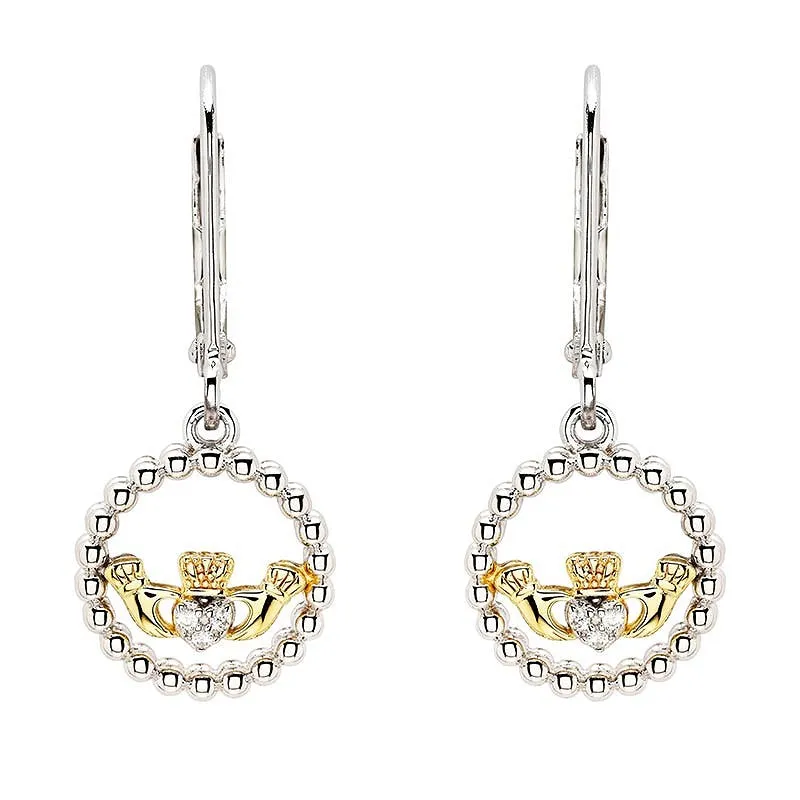 Gold Plated Claddagh Drop Earrings