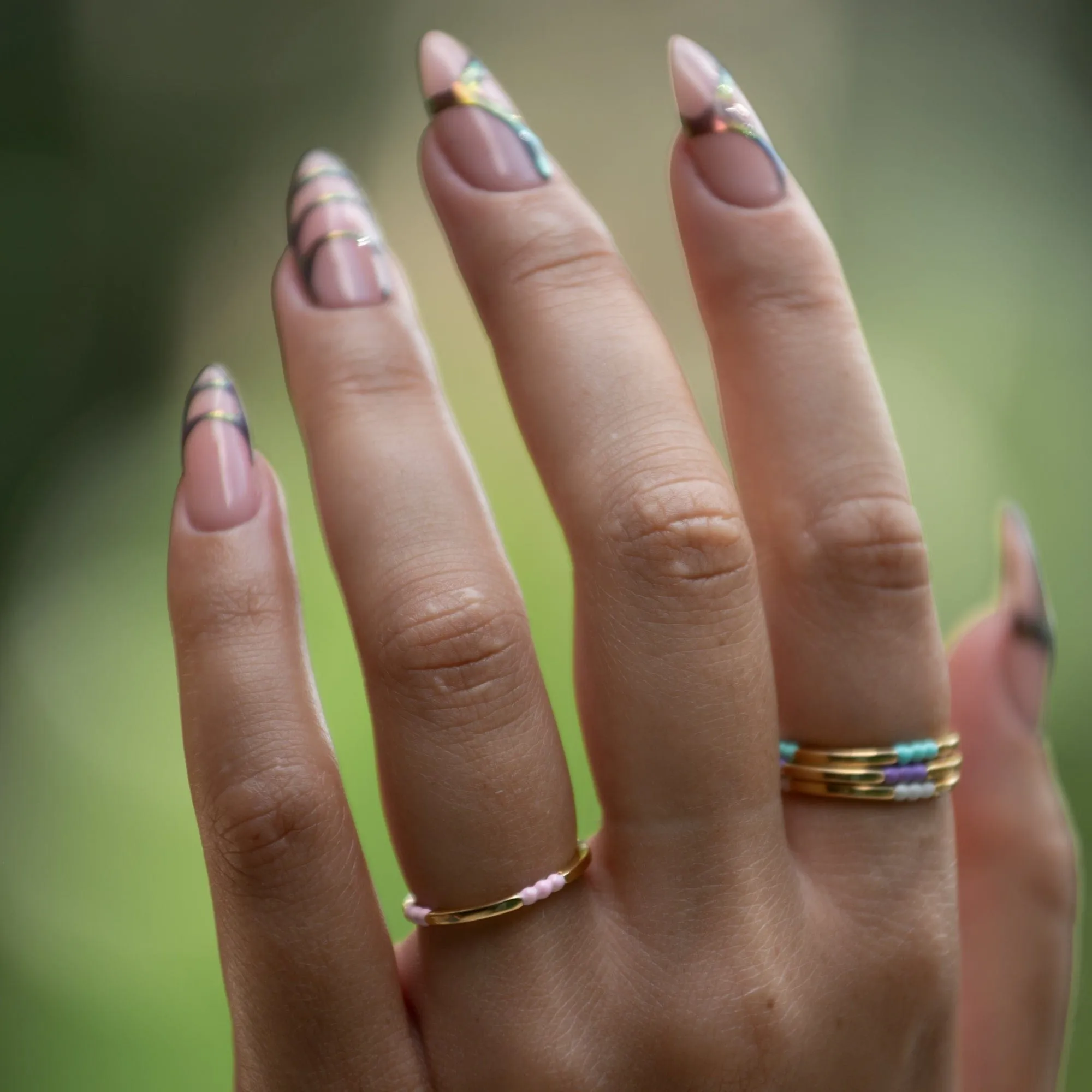 Gold Plated Enamel Dot Stacking Ring