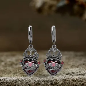 Gothic Crown Heart Alloy Earrings